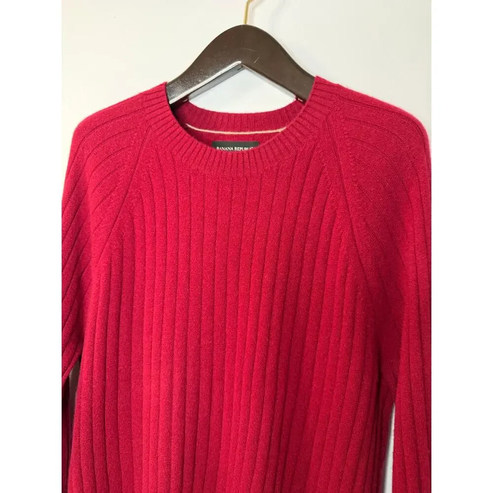 Banana Republic Cashmere Ribbed Crew Neck Sweater Men's L